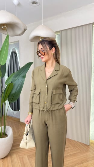 Safari Ceket & Pantolon Takım — Haki